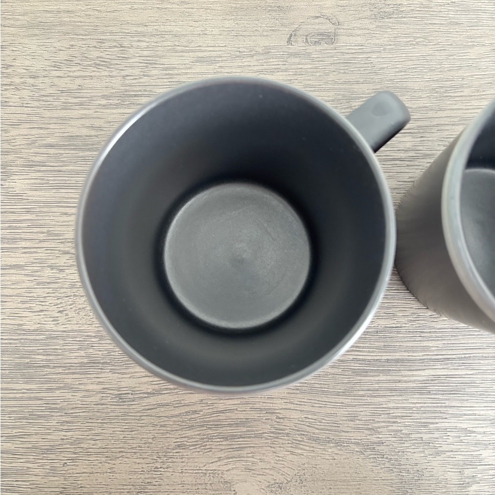 Starbucks • 2009 Matte Black Ceramic Mugs with White Glazed Rim - Set of 2 - Picture 9 of 11